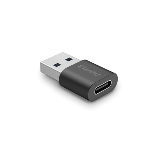 Hama USB C Adapter, USB A Stecker auf Buchse (Zum Verbinden von PC, Laptop, MacBook, Tablet, Kabel oder Hub, mit Super-Speed-Datenübertragung 10 Gbit/s, USB 3.2 Gen2)