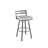 Amisco Derek 26.75" Counter Height Swivel Stool - Light Grey Polyurethane/Glossy Grey Metal