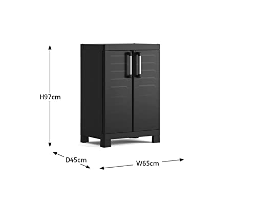 Keter Detroit, niedrig Kunststoffschrank, Kunststoff, schwarz, 65 x 45 x 97 cm