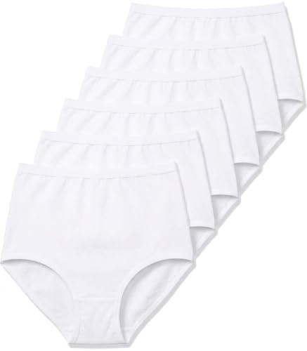 Image of ZRWASKA® Womens Full Combed Cotton Briefs Women Ladies Underwear Cotton Pants Full Maxi Soft Stretchy Brief Girls Knickers for daily wear White Size 18 (6 Pack)