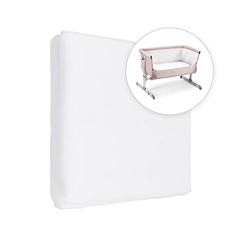 Jersey 100% Cotton Fitted Sheet for 83 x 50 cm Baby Co-Sleeper Crib Mattress (White)