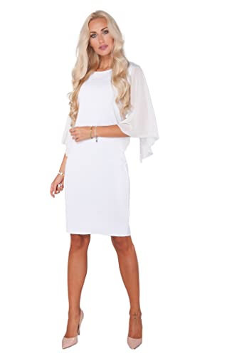 Amourelle Elegantes Abendkleid Cocktailkleidmit Chiffonärmeln Enigma (XL, Weiss) Cover