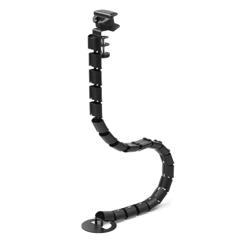 サンワダイレクト 昇降デスク用 ケーブルカバー タップホルダー付き クランプ式 130cm 配線カバー スパイラルチューブ ケーブル まとめる ブラック 200-STN084BK