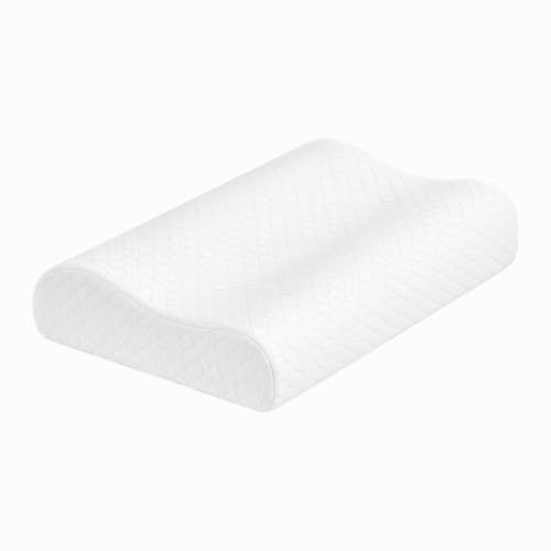 Image of CareFoam Orthopedic Cervical Memory Foam Pillow | Ergonomic Contour Neck Support Pillow for Back, Side & Stomach Sleepers | High Density Memory Foam | 19 x 11 x 2.5-3.5 Inch | White