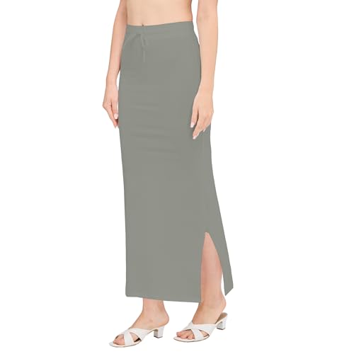 Image of DESI GIRL Cotton Lycra Stretchable Saree Shapewear Petticoat with Drawstring for Women | Fishcut Saree Petticoat with Side Slit for Easy Movement | Saree Shaper | Long inskirt