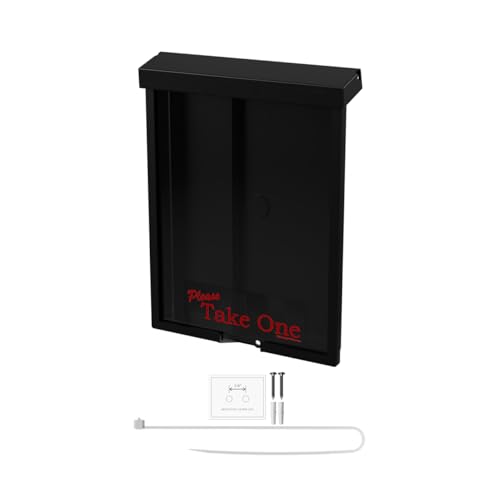 Outdoor Brochure Holder Holds 8.5” x 11” Flyers Wall or Post Mount Black Acrylic Real Estate Box with Lid Screws and Zip Ties Store Front Take One Advertisement Organizer Bin by Marketing Holders