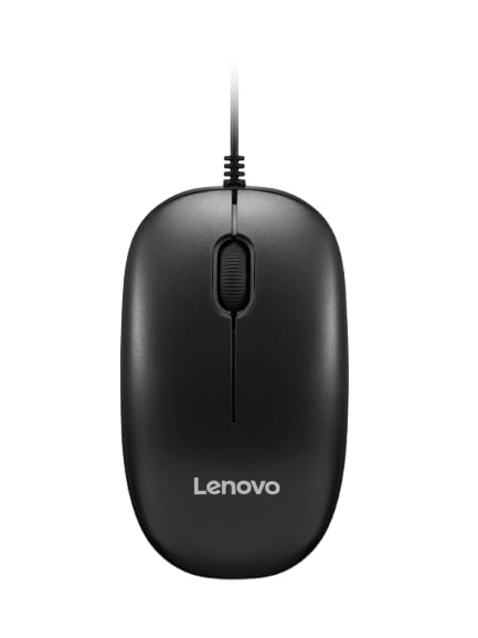 Image of Lenovo USB-A Wired Mouse, High Resolution 1600 DPI, 1.5 m USB-A Cable, Upto 3 Million Click Life, 2-Way Scroll Wheel (up /Down), Red Optical Sensor, 0.093Kg, 4Y51U02456, 1Y Warranty