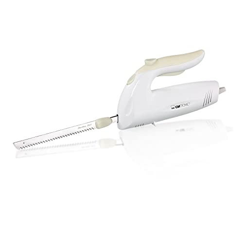 Elektromesser für Fleisch Brot mit Edelstahl Doppelklingen inkl Pflegetuch - Elektronisches Messer Kraftvolle 150 Watt Motor - Leise Spülmaschinengeeignet Rostfrei Weiß Cover
