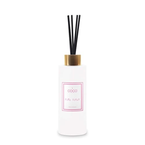 COCO by Stone 5oz Reed Diffuser (Pink Sugar) – Luxury Scented Oil Diffuser for Home Aromatherapy, Long-Lasting Vegan Fragrance, Elegant Home Décor and Air Freshener
