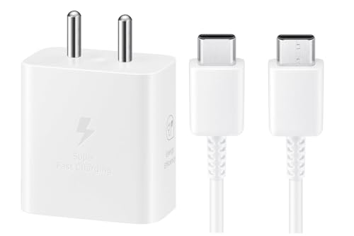 Image of Samsungg Galaxy M34 5G 25W PD Charger Original Travel Adapter Like Type-C Port Super-Fast Charging Charger S /A /M /F Series with 1M Type C to Type C USB Cable - (SR1, White)