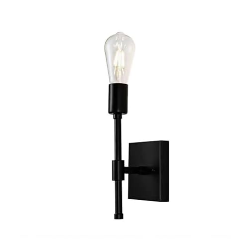 TONFON Lámpara de pared de tubo de metal lineal con candelabro negro, moderna y sencilla, for dormitorio, mesita de noche, sala de estar, estudio, pasillo, entrada, restaurante