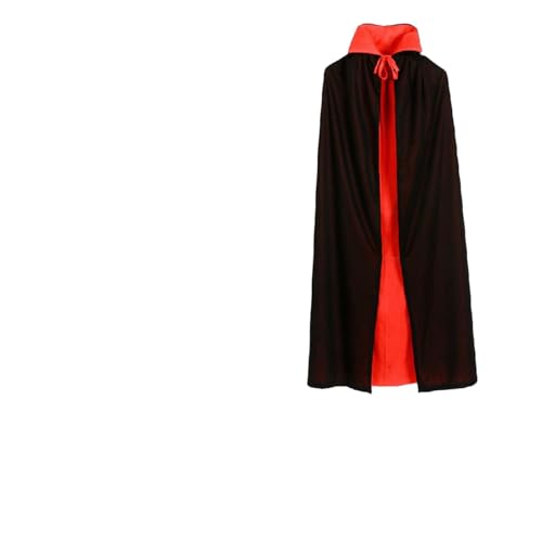 Fato infantil de vampiro para o Halloween, capa reversível, preta e vermelha, 120 cm, autocolante facial 30 tatuagens temporárias, fato para meninos e meninas em festas de fantasia