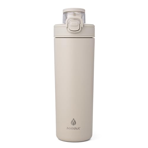 Manna Dynamo Stainless Steel Insulated Bottle with Push-open Locking Lid and Sipping Spout - 24 Oz - Smoked Oyster