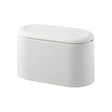 wrtgerht Kleiner Mülleimer, Mini-Desktop-Papierkorb mit Deckel, Kleiner Büro-Arbeitsplatten-Mülleimer for Badezimmer-Waschtisch, Tischplatte oder Couchtisch. Küchengeräte (Color : White)