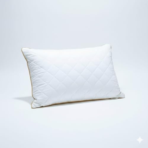 Image of Soft & Supportive Quilted Pillow | 3D Virgin Fiber Filled | Microfiber Cover with Elegant Edge Piping | Mustard Yellow |12x20 Inch