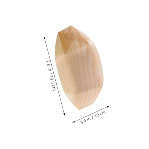 Platos de madera desechables con forma de barco para presentación de comidas 3