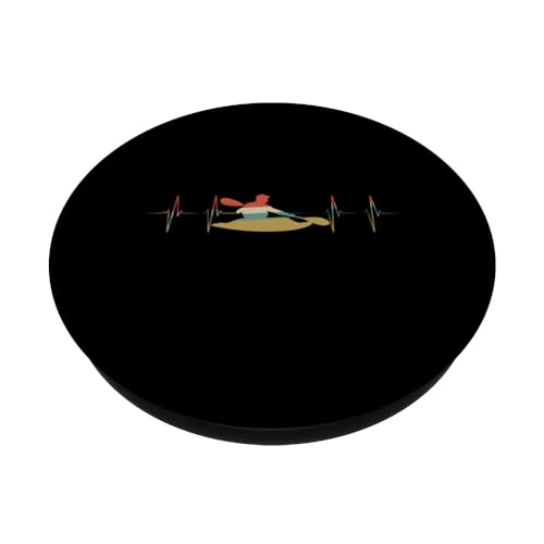 Playboating Heartbeat Retro ECG EKG Kayaker PopSockets Swappable PopGrip, Black - Image 2
