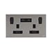 Price comparison product image ABB Millenium Double USB Plug Sockets  Stainless Steel Premium Finish 13A Electric Wall Socket  Elite Design for the Home and Business  AM235147-SB BS SP DSO Switched Double Socket with USB