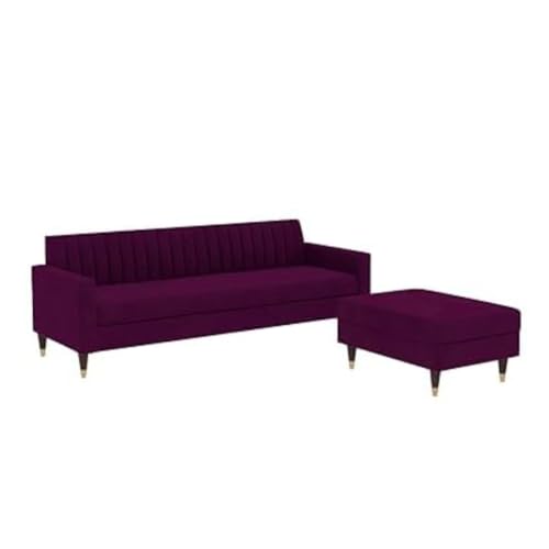 Image of 4 Seater Sofa Set with Two Cushions Perfect for Home Office Guests Living Room (Purple, 4 Seater)