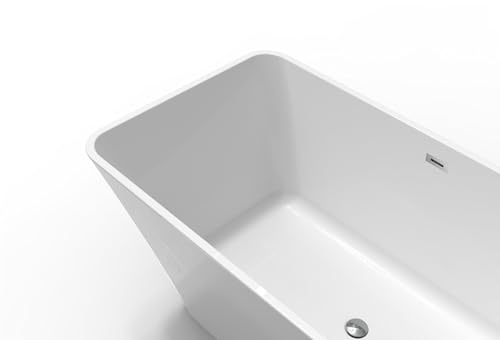 Image of GarveeLife 67 inch Freestanding Bathtubs Acrylic Free Standing Bath Tub, Modern Freestanding Tub with Integrated Overflow, Luxury Soaking Tub for Contemporary Bathrooms