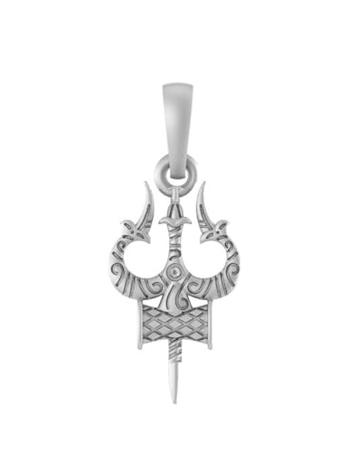 Medallón divino Shiva Trishul de plata de ley 92.5 por ciento pura