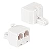 Lativu Phone Line Splitter, 2 Pack Phone Jack Splitter for Landline, White RJ11 6P4C Telephone Jack Male to Dual Female 1 in 2 Out, Wireless