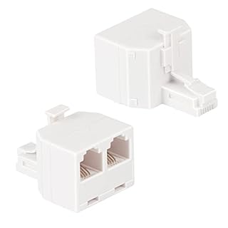 Lativu Phone Line Splitter, 2 Pack Phone Jack Splitter for Landline, White RJ11 6P4C Telephone Jack Male to Dual Female 1 in 2 Out, Wireless