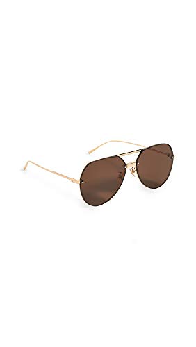 Bottega Veneta Women's Rimless Pilot Aviators, Shiny Gold/Brown, One Size #TOP15