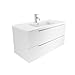 Mobile Bagno Sospeso 120 cm 2 Cassetti Bianco Opaco Con Lavabo Mod. Ardenne immagine