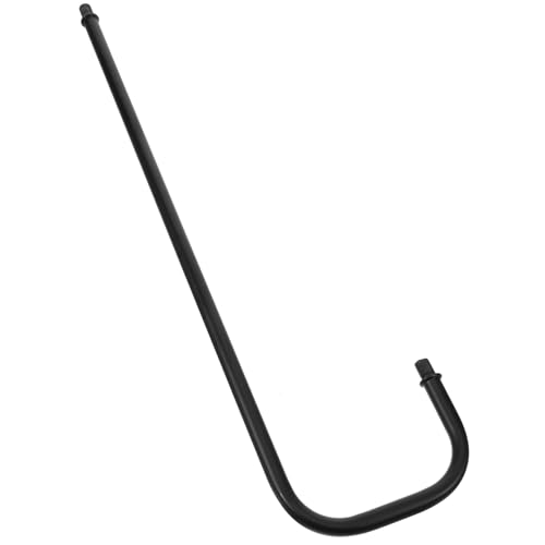 Image of Minimalist Curved Lamp Stem for Desk Lighting Fixture Black Threaded Lamp Stem