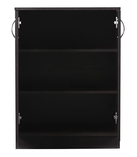 Image of DeckUp Apollo 2-Door Engineered Wood Shoe Rack, Shoe Cabinet And Shoe Stand (Dark Wenge, Matte Finish), 40 x 61 x 91.5 Cm