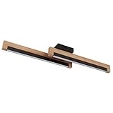 Deckenleuchte Deckenlampe Holzlampe Esszimmerleuchte Wohnzimmerlampe Schlafzimmerleuchte, Metall Holz Alu Kunststoff schwarz braun, Sterneneffekt, 1x LED 12W 300Lm 3000K warmweiß, L 70 cm