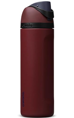 Owala Freesip Insulated Stainless Steel Water Bottle With Straw, Burgundy Bay, 24 Oz
