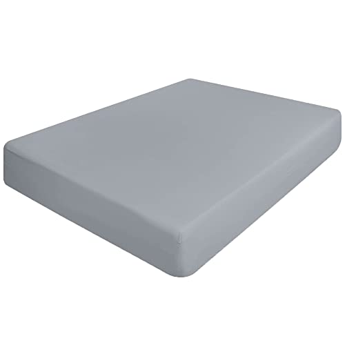 Light Grey king size fitted sheets Microfibre Bottom bedsheet Deep Pocket 12 inch (30 cm) Corners elastic No Pillowcases mattress protector kingsize bed Soft & Comfortable Easy Care