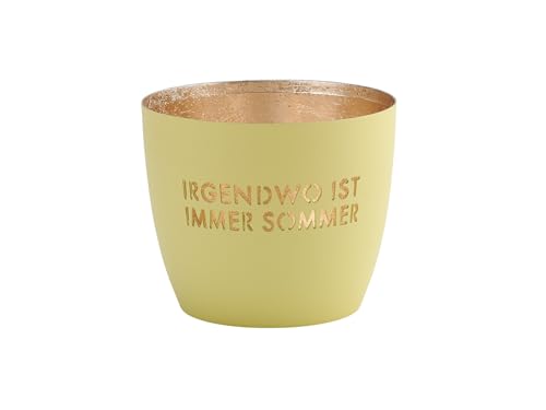 Gift Company [MM [W] Madras, Windlicht, M, Irgendwo ist Immer Sommer, pastellgelb/Gold