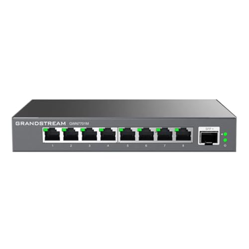 Image of Grandstream GWN7701M | 9-Port Multi-Gigabit Ethernet Unmanaged Network Switch | 2.5G Bandwidth | Plug & Play | Desktop /Wall-Mount | Fanless Metal Design