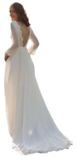 Mermaid Wedding Dresses for Bride Boho Long Sleeve Lace Tulle Beach Bridal Dress with Train for Bride