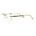 SA106 Mens Hustler Rimless Narrow Rectangle Metal Rim Fashion Eyeglasses Gold Beige