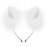 HAOAN Handmade Faux Fur Animal Cat Ears Headband Furry Fox Wolf Hairhoop Headwear Costume Accessory