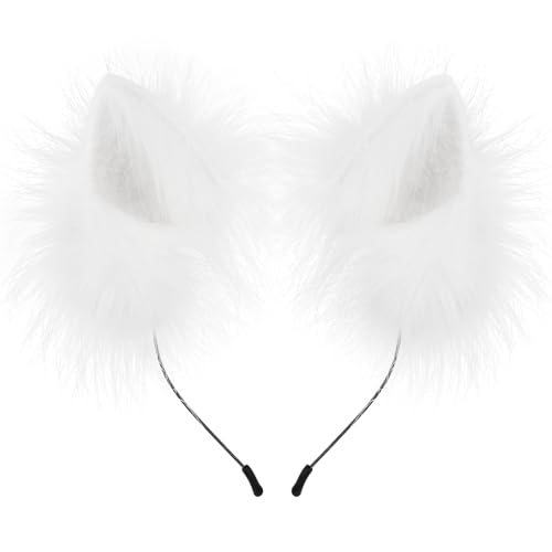 HAOAN Handmade Faux Fur Animal Cat Ears Headband Furry Fox Wolf Hairhoop Headwear Costume Accessory