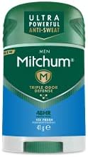 Mitchum Men Triple Odor Defense 48HR Protection Stick Deodorant & Anti-Perspirant, Ice Fresh, 41 g