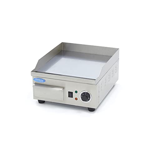Maxima Plancha gastro - Chromé - Lisse - 36 cm - Avec protection anti-éclaboussures - 2000 W