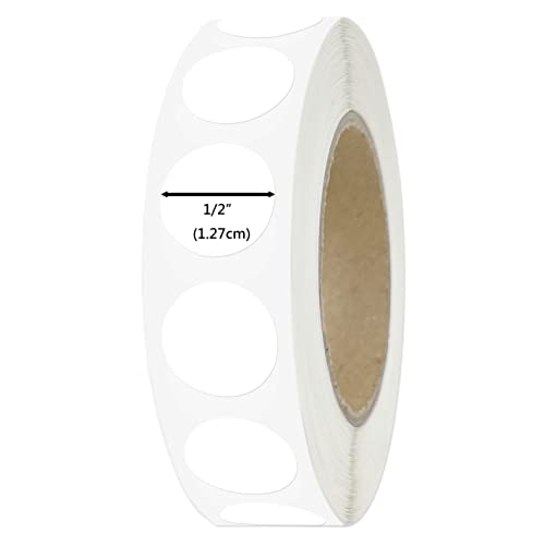 Parlaim 0.5" Round Color Coding Circle Dot Labels On A Roll, 1000 Stickers In Plastic Dispenser Box, 1/2 Inch Diameter, White #TOP1