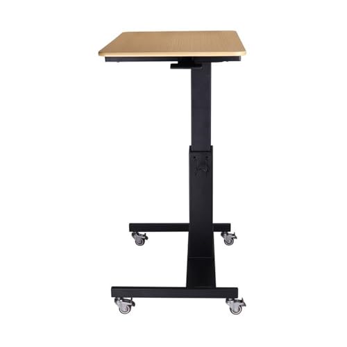 Pemberly Row 28" Adjustable Mobile School Standing Desk, Natural Wood Grain/Black Finish, MDF Particle Board and Steel, Height Adjustable 25.5"-41", Lockable Casters, Ergonomic Sit-to-Stand Workspace - Image 6
