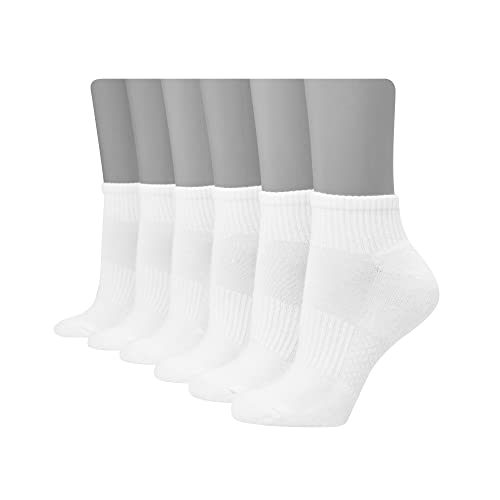 Hanes Performance Women's Extended Size Cushioned 6pk Ankle Athletic Socks - White 8-12