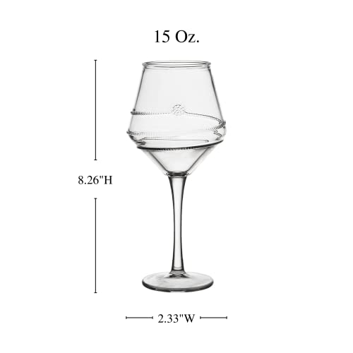 Juliska - Amalia Acrylic Wine Glass, Acrylic Glass - Unbreakable, Clear Acrylic, Embossed Drinking Glass #TOP1
