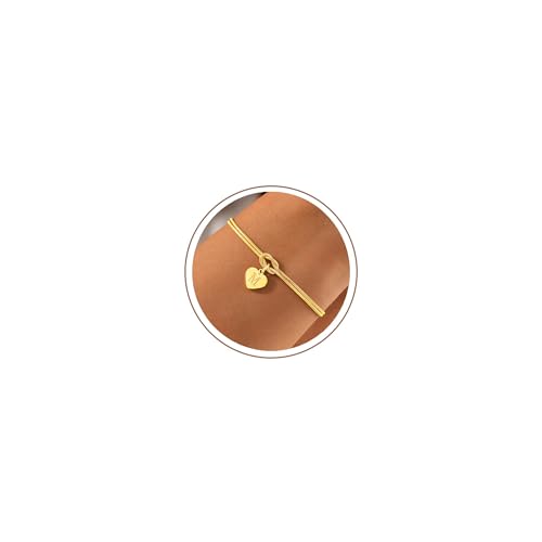 Turandoss Bracelet Femme Or - Bracelet en Or 18K avec Nœud Plaqué Or et Pendentif en Forme de Cœur Lettres A-Z - Bracelets Cadeaux pour Femme, Petite Amie, Fille, Demoiselle d'Honneur, Cadeau pour
