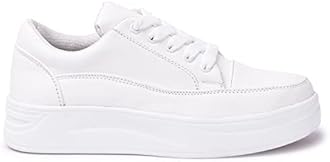 Vendoz Women White Stylish Casual Sneakers, White, 38 EU