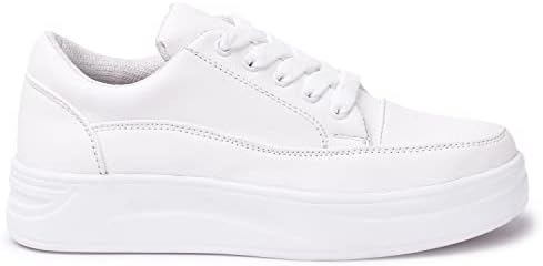 Vendoz Women White Stylish Casual Sneakers, White, 38 EU