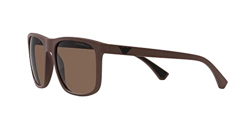 Emporio Armani Men's EA4129 Square Sunglasses, Matte Brown/Dark Brown, 56 mm3